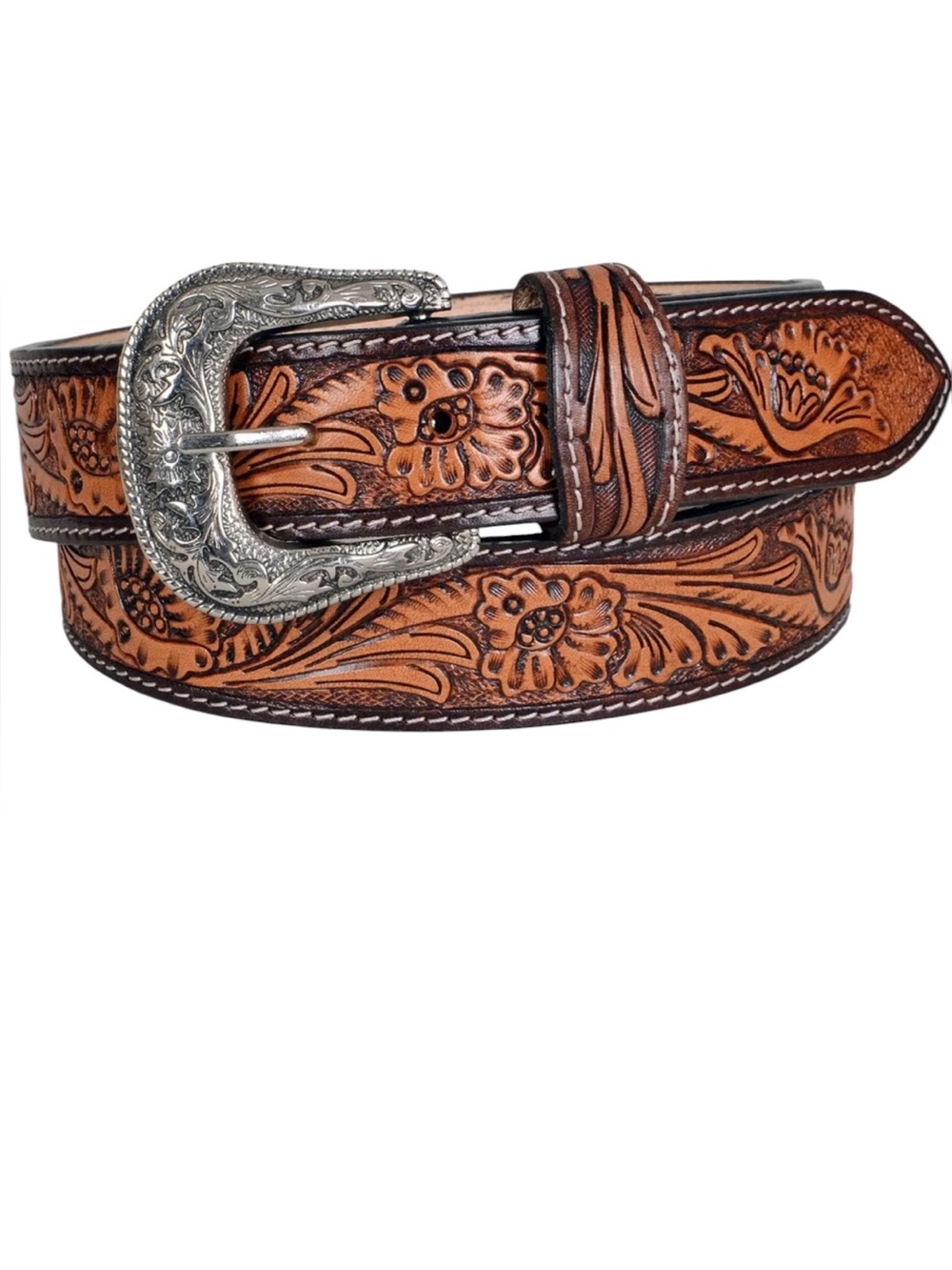NWT Montauk Genuine Leather Western Belt  Brown  Cowboy Handcrafted XL(42-44 )